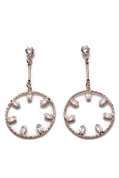 Modex Rose Baguette Jewelled Dangle Earrings (6cm)