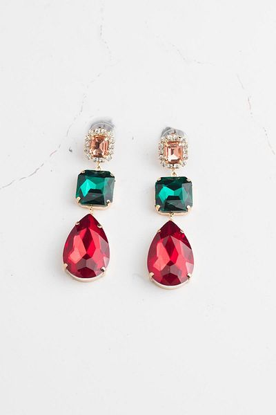 Modex Colorful Crystal Rhinestone Dangle Earrings (7cm)