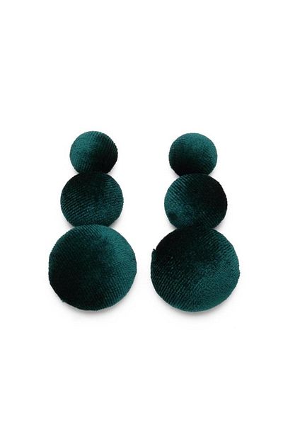 Modex Green Velvet Earrings - Circles Design