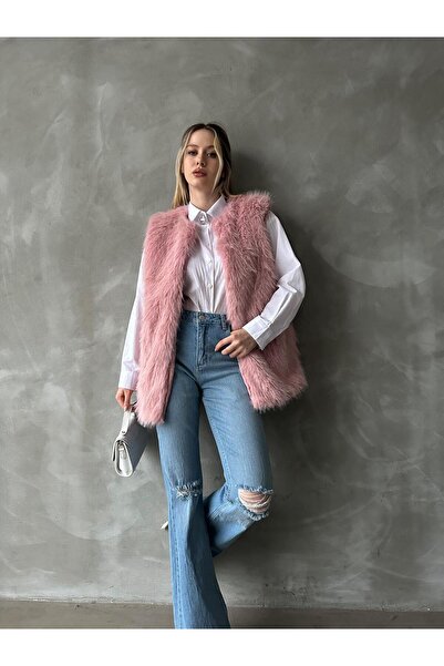 TOPSHOW Peluş Kolsuz Kürk