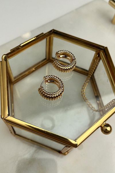 Modex Serrated Round Hoop Earrings(Indoor 1cm)