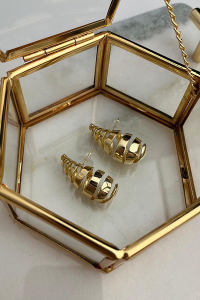 Modex Grid Model Solid Brass Earrings(4cm)