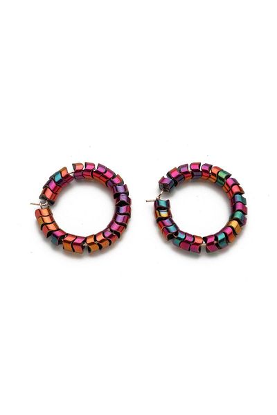 Modex Colorful Bead Hoop Earrings (3.5cm)