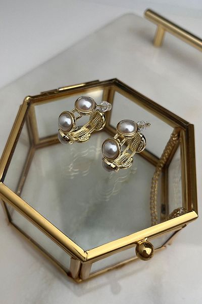 Modex Pearl Detail Hoop Earring(Size:2Cm)