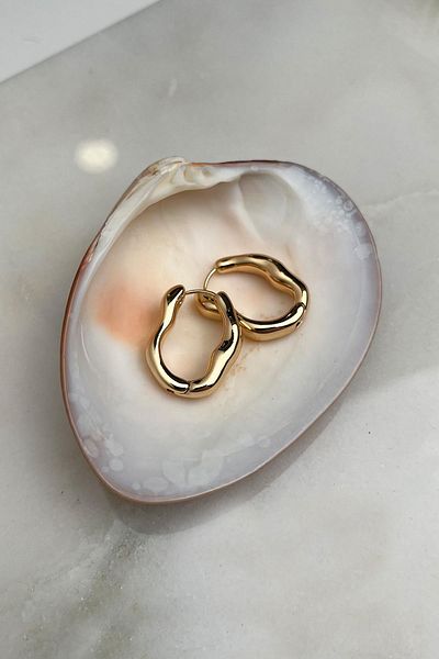 Modex Curvy Oval Plate Hoop Earrings(Indoor: 1cm)