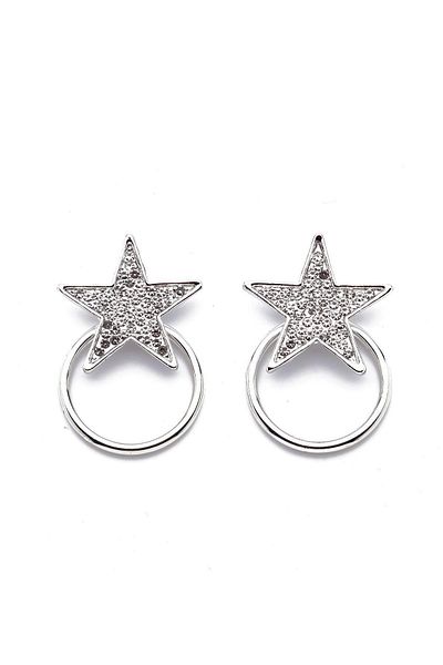 Modex Star Shaped Stone Hoop Earrings