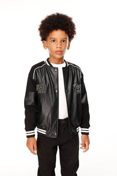 JENA Jachetă Rock Roll pentru băieți 9-14 ani Negru
