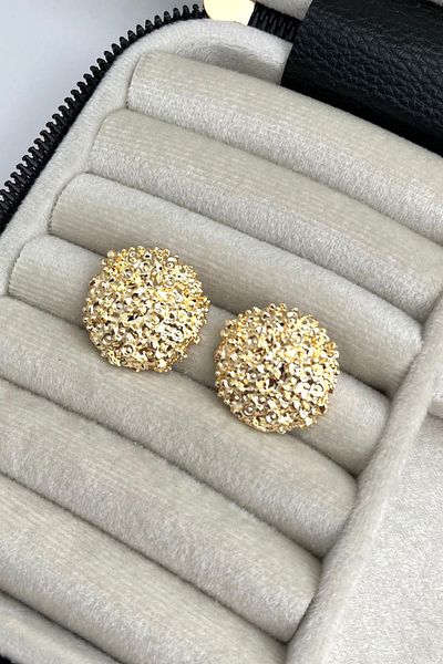 Modex Gold Yellow Textured Round Earrings (2,5cm)