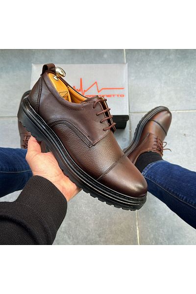 Martinetto Genuine Leather Brown Daily Men's Shoes