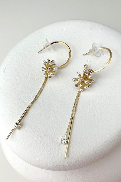 Modex Gold Color Pearl Ball Dangle Earrings