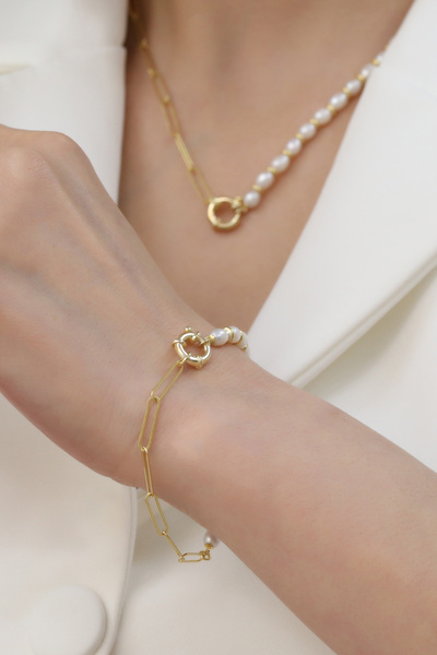 Nox Jewelry 925 Ayar Gümüş Barok Beyaz Tatlısu İncisi Kolye-5mm