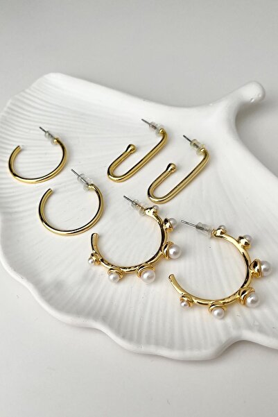 Modex İncili Halka Küpe Seti