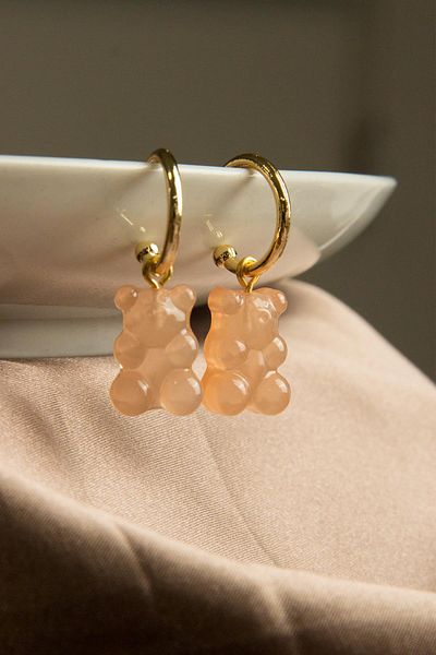 Modex Salmon Color Jelly Bear Earrings