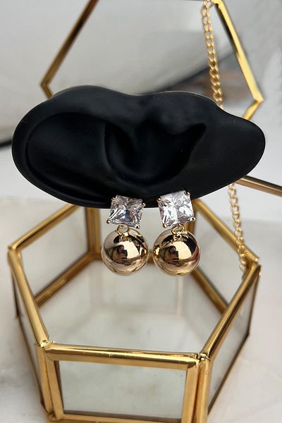Modex Square Jewelled Dangle Ball Earrings