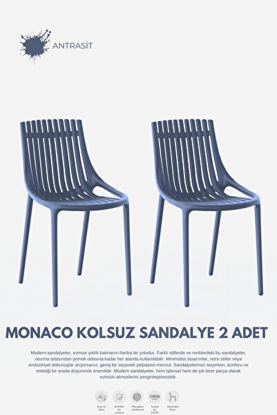 Daim Plastik MONAKO KOLSUZ  LÜX CAFE &  RESTAURANT  SANDALYESİ 2 Li Set