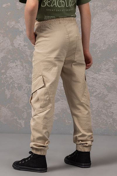 DMB BOYS & GIRLS Pantaloni de școală sport din Gabardină pentru băieți, cu talie și buzunare elastice pentru picioare