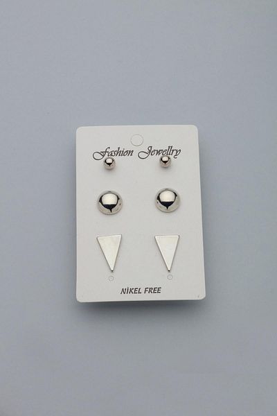 Modex Triangle Geometric Shaped Multiple Earrings Set
