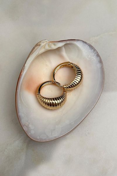 Modex Serrated Oval Hoop Earrings (Indoor: 2cm)