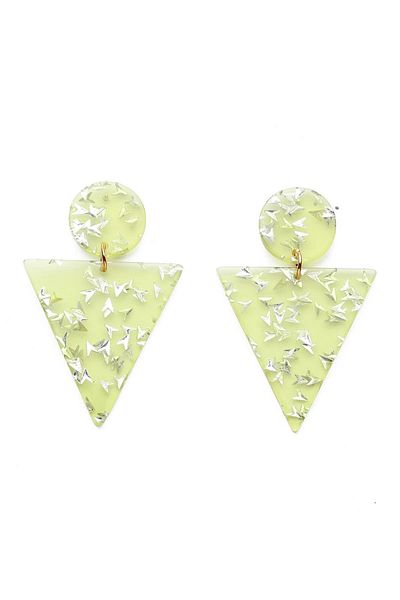 Modex Oil Green Shimmering Triangle Earrings