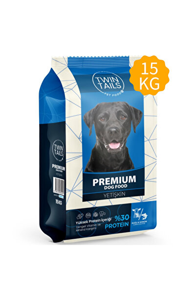 TWIN TAILS 3015 Kuzu Etli Ve Somon Balıklı Premıum Yetişkin Köpek Maması 15 Kg