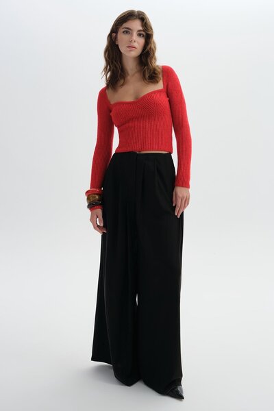 SHERIN Kiremit Uzun Kollu Triko Kazak