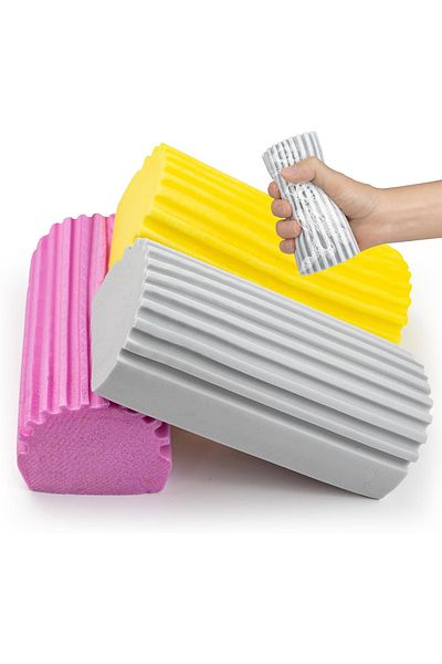 MAROKEN Multipurpose Sponge 3-Pack Oil Dirt Remover Magic Sponge Slotted Practical Wiping Brush Dish Drying Mat