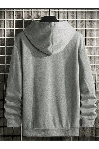 MODASHOT Men's Gray Originals Printed Oversize Hooded Sweatshirt