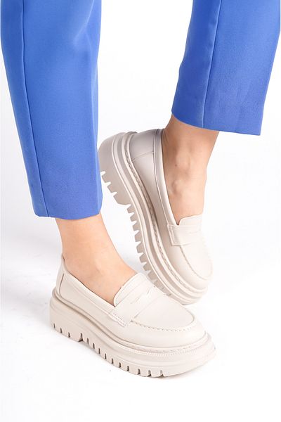 FGZY Shoes حذاء نسائي من Lilian مصنوع من الجلد السميك ونعل مسطح ومريح وأنيق للاستخدام اليومي