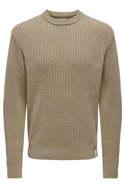 Only & Sons ONSFERGAL LIFE REG 7 RIB CREW KNIT - ΧΑΚΙ 22030208
