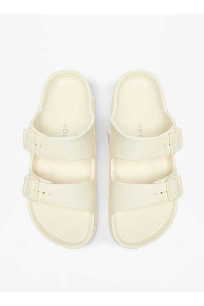 Celeste Women's Solid Slip-On Sandals with Buckle Detail