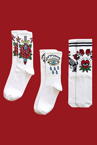 ZEYZEY MONKEY Butterfly Rose Cat Pattern Mixed Color Sports Socks Set in a Special Gift Box of 6