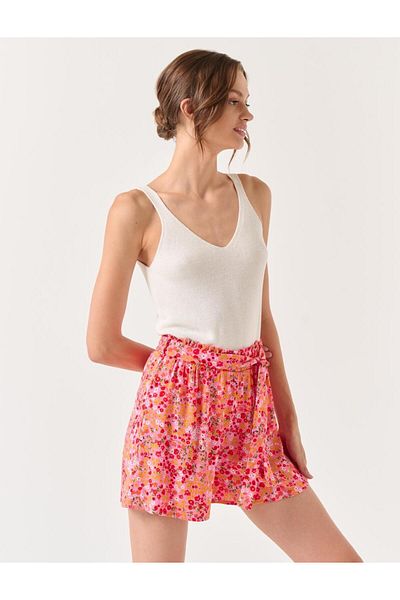 Jimmy Key Hellrosa Shorts mit Blumenmuster und hoher Taille