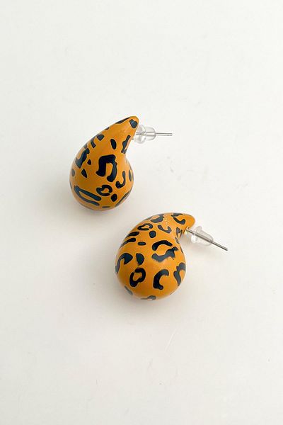 Modex Leopard Print Lightweight Tear Drop Earrings (3cm)