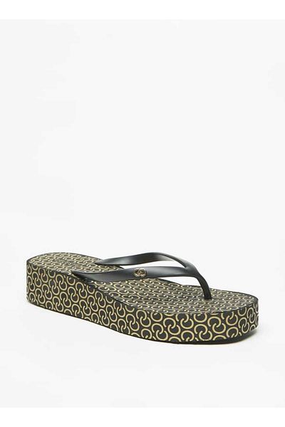 Celeste Women's Monogram Print Flatform Thong Slippers