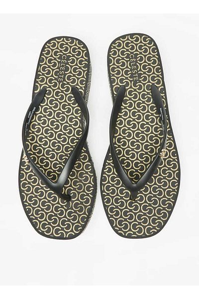Celeste Women's Monogram Print Flatform Thong Slippers