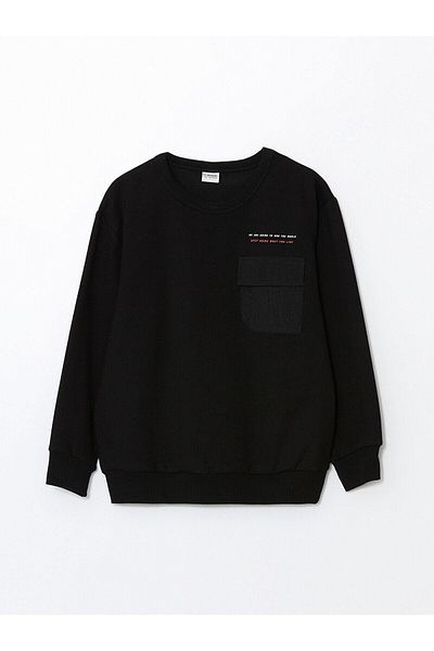 LC Waikiki LCW Детски суичър с дълги ръкави с щампа с кръгло деколте