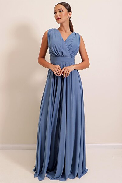 By Saygı Dlouhé tylové šaty s výstřihem do V vpředu, vzadu