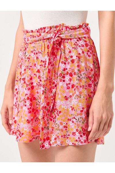Jimmy Key Hellrosa Shorts mit Blumenmuster und hoher Taille