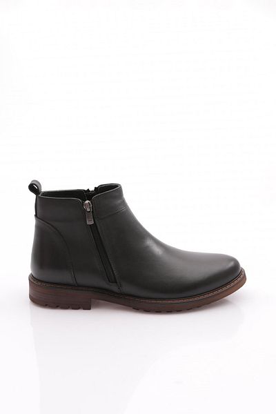 DGN Men's Zippered Boots Black Analine Genuine Leather 1041023210