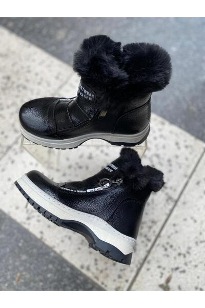 Metin Ayakkabı حذاء أسود من الجلد المعدني الخارجي بسحاب من الصوف المعدني الداخلي