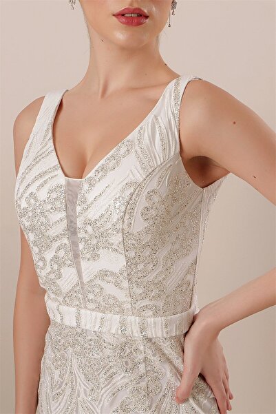 By Saygı Ghost Tulle Glitter Long Dress - Thick Straps and Lined