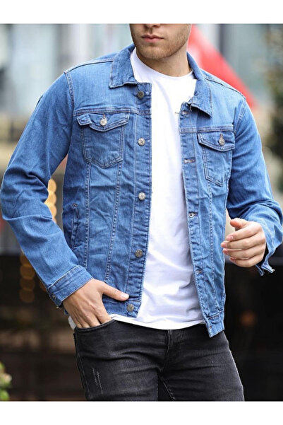 BY SRT Erkek A Kalite Slim Fit Denim Kot Ceket