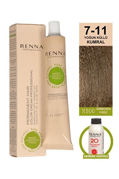 Renna Bitkisel Saç Boyası 7-11 Yoğun Küllü Kumral 60 Ml - Oksidan Hediyeli (%...