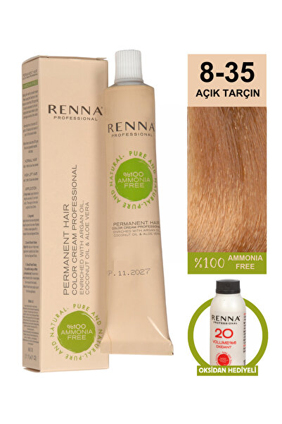 Renna Bitkisel Saç Boyası 8-35 Açık Tarçın 60 Ml - Oksidan Hediyeli (%100 Amo...