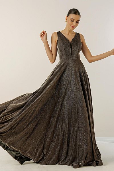 By Saygı Βραδινό φόρεμα Dream Tulle Glitter με V-Neck