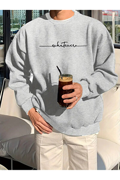 Frisson Φούτερ με στάμπα, oversized, με λαιμόκοψη ποδηλάτου, σε γκρι χρώμα