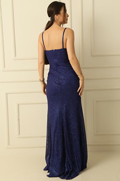 By Saygı Šaty zdobené drahokamy vpředu s provazovým popruhem