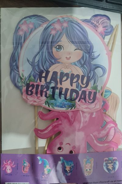 Bkmc 6Pcs, Mermaid Themed Birthday Cake Decoration Mermaid Baby Cake Decoration