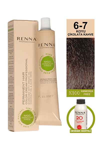 Renna Bitkisel Saç Boyası 6-7 Koyu Çikolata Kahve 60 Ml - Oksidan Hediyeli (%...