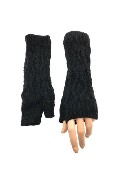 AXE SPORTSWEAR Women Winter Black Long Soft Textured Fingerless Knitwear Knitted Gloves Winter Fingerless Gloves